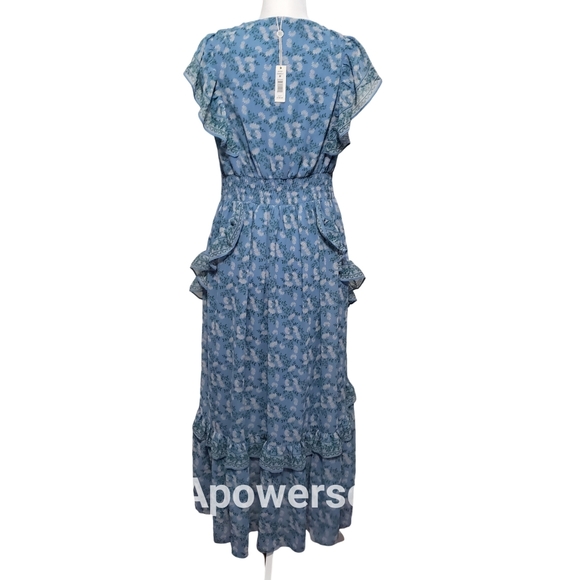 Max Studio Blue Floral Summer Maxi Hi-Low Dress - Picture 2 of 11